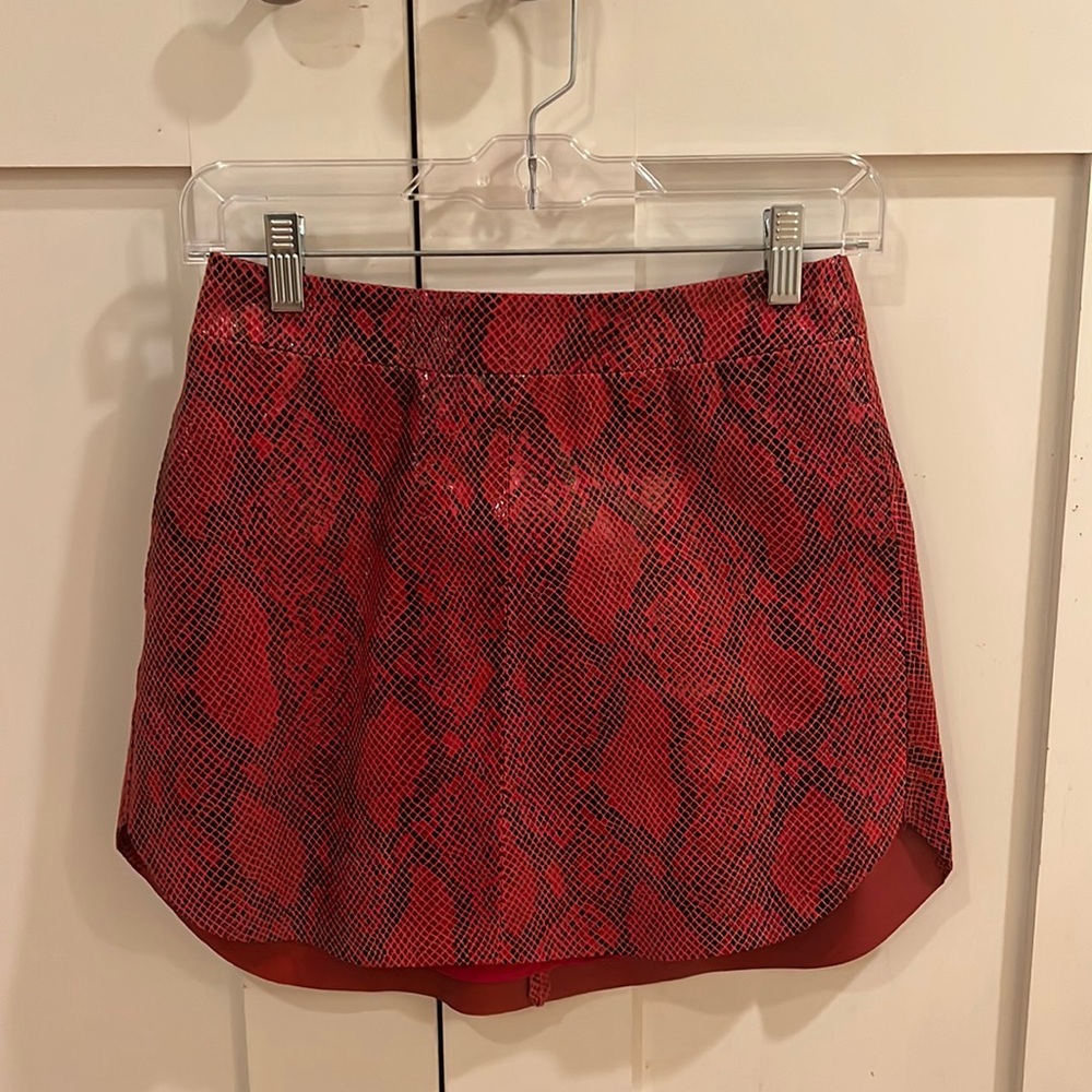 Karina Grimaldi red snakeskin faux leather mini skirt, worn once, size xs